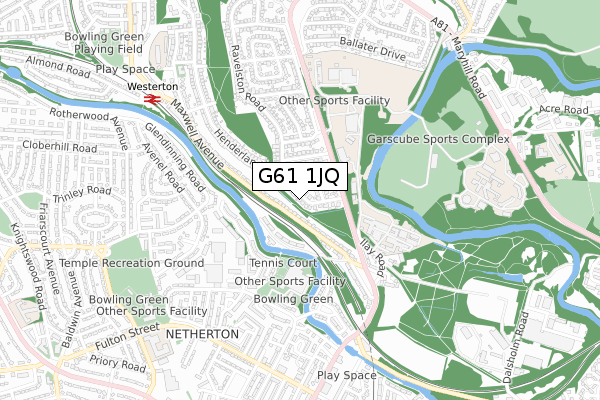 G61 1JQ map - small scale - OS Open Zoomstack (Ordnance Survey)