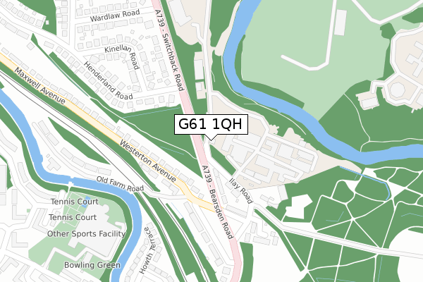 G61 1QH map - large scale - OS Open Zoomstack (Ordnance Survey)