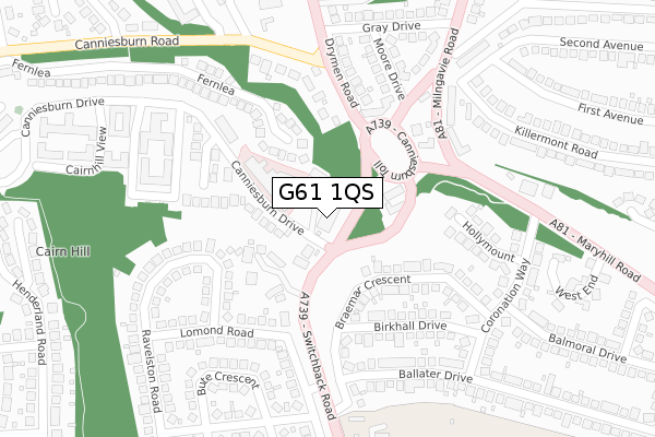 G61 1QS map - large scale - OS Open Zoomstack (Ordnance Survey)