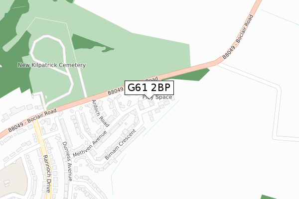 G61 2BP map - large scale - OS Open Zoomstack (Ordnance Survey)