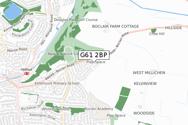 G61 2BP map - small scale - OS Open Zoomstack (Ordnance Survey)