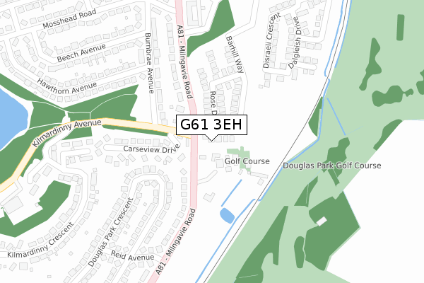 G61 3EH map - large scale - OS Open Zoomstack (Ordnance Survey)