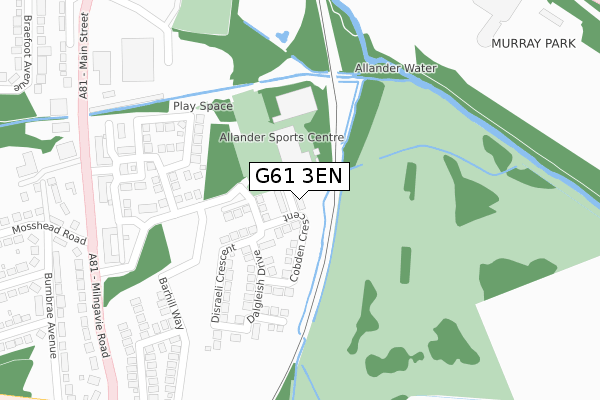 G61 3EN map - large scale - OS Open Zoomstack (Ordnance Survey)