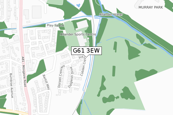 G61 3EW map - large scale - OS Open Zoomstack (Ordnance Survey)