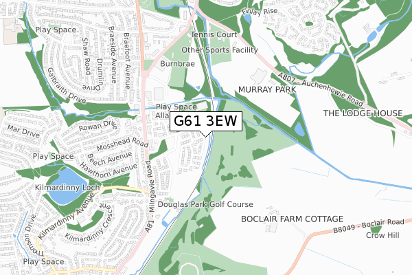 G61 3EW map - small scale - OS Open Zoomstack (Ordnance Survey)