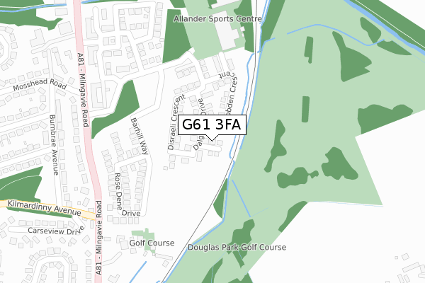 G61 3FA map - large scale - OS Open Zoomstack (Ordnance Survey)