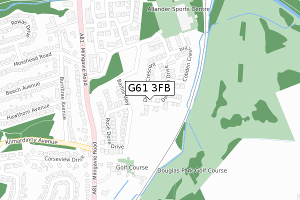 G61 3FB map - large scale - OS Open Zoomstack (Ordnance Survey)