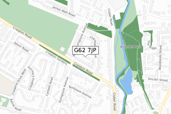 G62 7JP map - large scale - OS Open Zoomstack (Ordnance Survey)