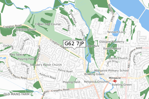 G62 7JP map - small scale - OS Open Zoomstack (Ordnance Survey)