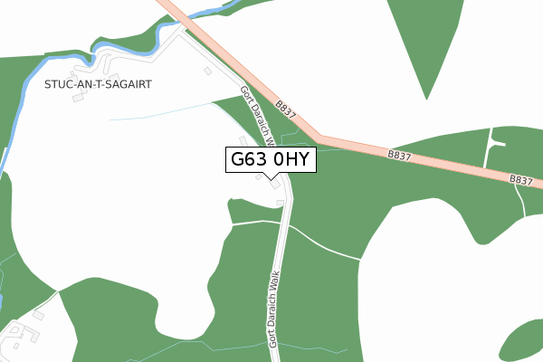 G63 0HY map - large scale - OS Open Zoomstack (Ordnance Survey)