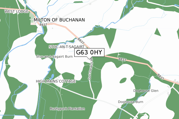 G63 0HY map - small scale - OS Open Zoomstack (Ordnance Survey)