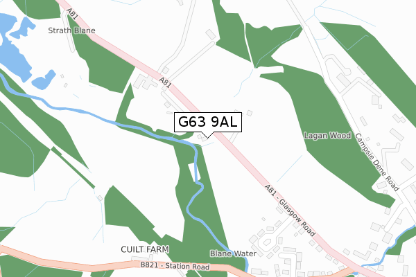 G63 9AL map - large scale - OS Open Zoomstack (Ordnance Survey)