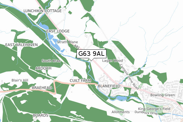 G63 9AL map - small scale - OS Open Zoomstack (Ordnance Survey)