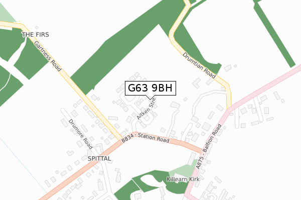 G63 9BH map - large scale - OS Open Zoomstack (Ordnance Survey)