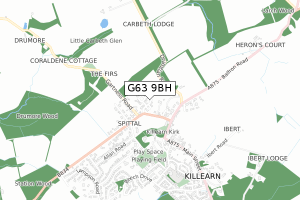 G63 9BH map - small scale - OS Open Zoomstack (Ordnance Survey)