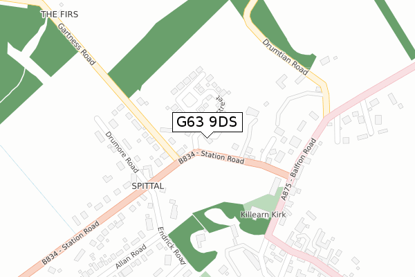 G63 9DS map - large scale - OS Open Zoomstack (Ordnance Survey)