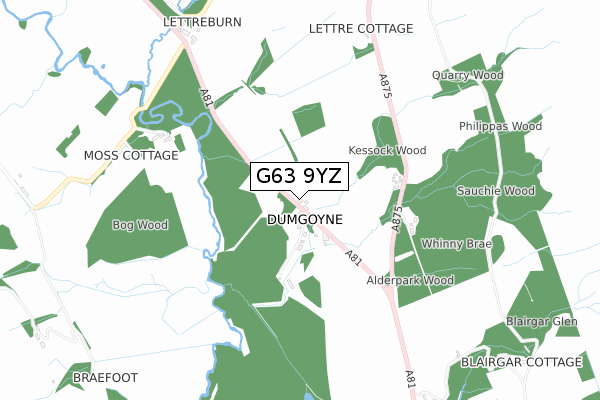 G63 9YZ map - small scale - OS Open Zoomstack (Ordnance Survey)