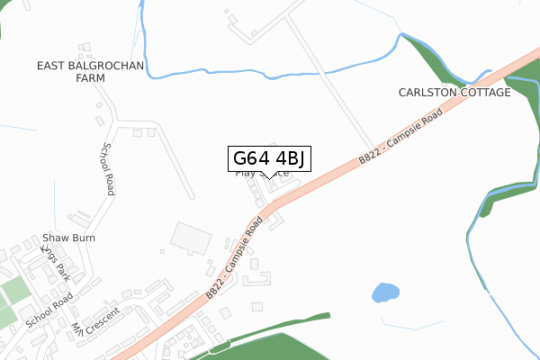 G64 4BJ map - large scale - OS Open Zoomstack (Ordnance Survey)