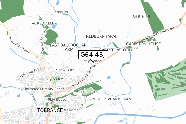 G64 4BJ map - small scale - OS Open Zoomstack (Ordnance Survey)