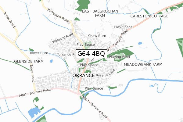 G64 4BQ map - small scale - OS Open Zoomstack (Ordnance Survey)