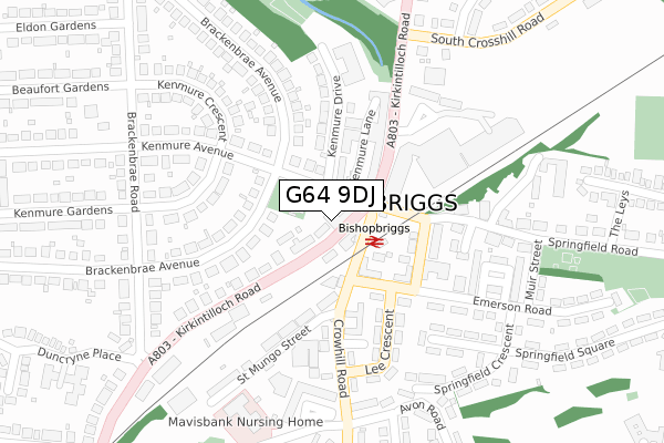 G64 9DJ map - large scale - OS Open Zoomstack (Ordnance Survey)