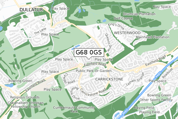 G68 0GS map - small scale - OS Open Zoomstack (Ordnance Survey)