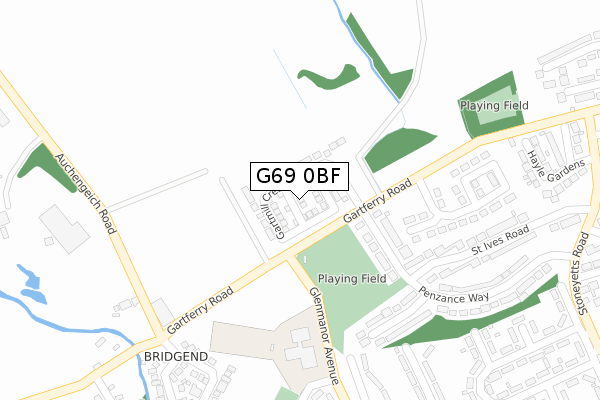 G69 0BF map - large scale - OS Open Zoomstack (Ordnance Survey)