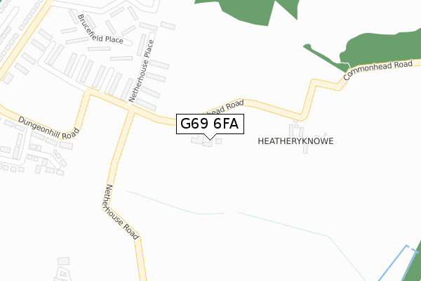 G69 6FA map - large scale - OS Open Zoomstack (Ordnance Survey)