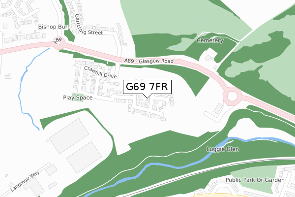 G69 7FR map - large scale - OS Open Zoomstack (Ordnance Survey)