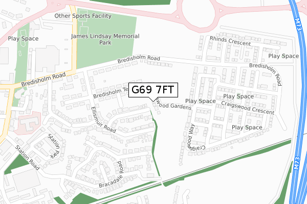 G69 7FT map - large scale - OS Open Zoomstack (Ordnance Survey)