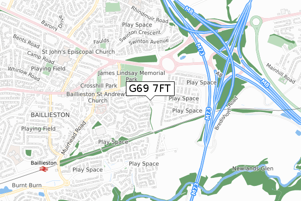 G69 7FT map - small scale - OS Open Zoomstack (Ordnance Survey)