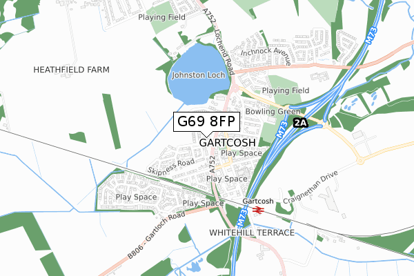 G69 8FP map - small scale - OS Open Zoomstack (Ordnance Survey)