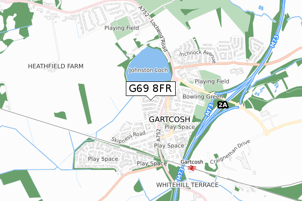 G69 8FR map - small scale - OS Open Zoomstack (Ordnance Survey)