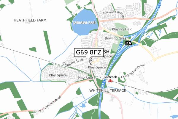 G69 8FZ map - small scale - OS Open Zoomstack (Ordnance Survey)