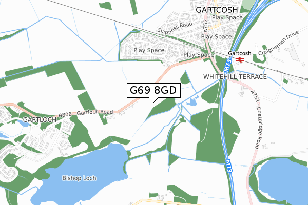 G69 8GD map - small scale - OS Open Zoomstack (Ordnance Survey)