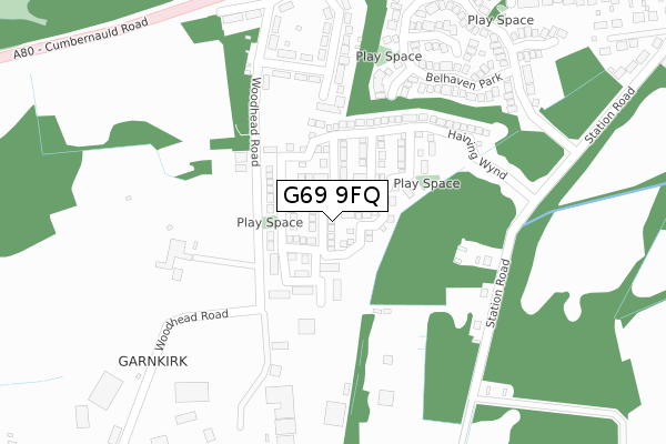 G69 9FQ map - large scale - OS Open Zoomstack (Ordnance Survey)