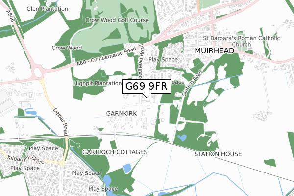 G69 9FR map - small scale - OS Open Zoomstack (Ordnance Survey)