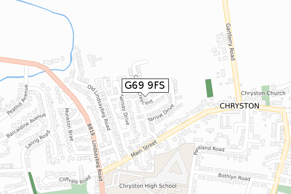 G69 9FS map - large scale - OS Open Zoomstack (Ordnance Survey)