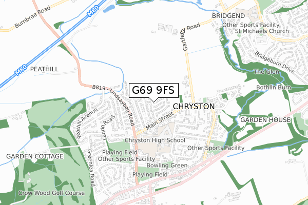 G69 9FS map - small scale - OS Open Zoomstack (Ordnance Survey)