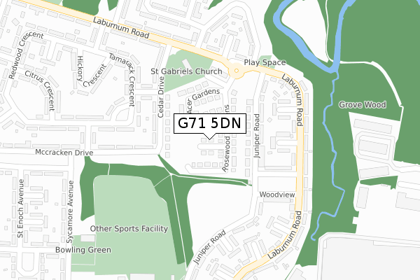 G71 5DN map - large scale - OS Open Zoomstack (Ordnance Survey)