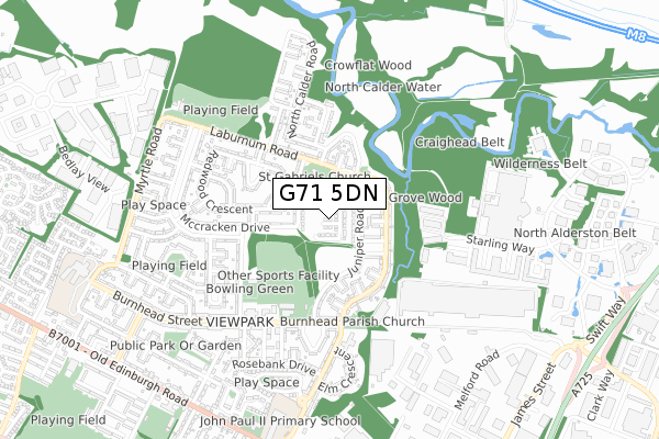 G71 5DN map - small scale - OS Open Zoomstack (Ordnance Survey)