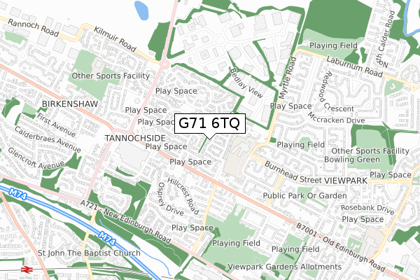 G71 6TQ map - small scale - OS Open Zoomstack (Ordnance Survey)