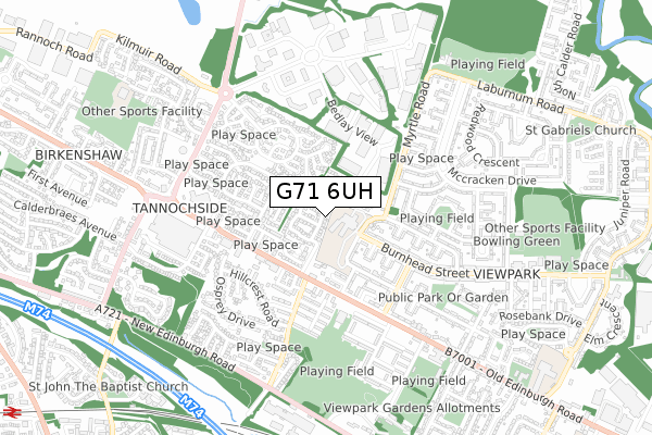 G71 6UH map - small scale - OS Open Zoomstack (Ordnance Survey)