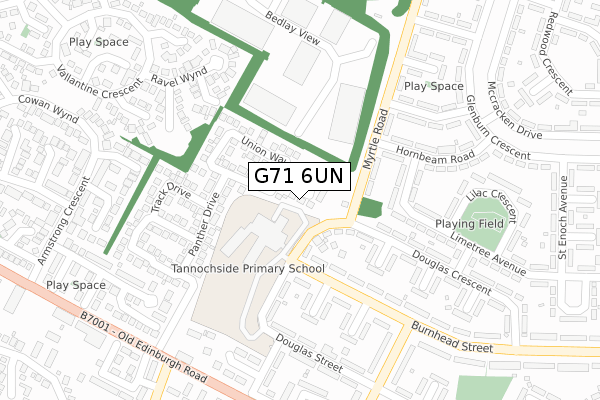 G71 6UN map - large scale - OS Open Zoomstack (Ordnance Survey)