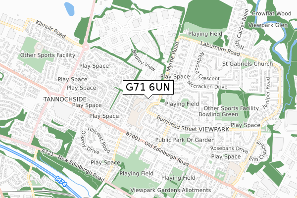 G71 6UN map - small scale - OS Open Zoomstack (Ordnance Survey)