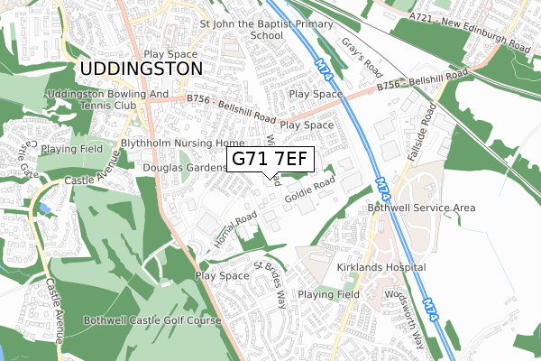 G71 7EF map - small scale - OS Open Zoomstack (Ordnance Survey)