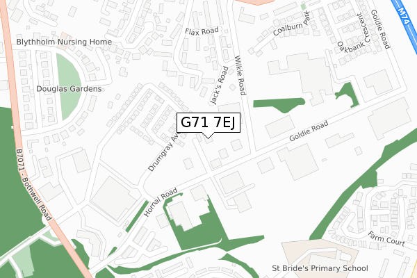 G71 7EJ map - large scale - OS Open Zoomstack (Ordnance Survey)