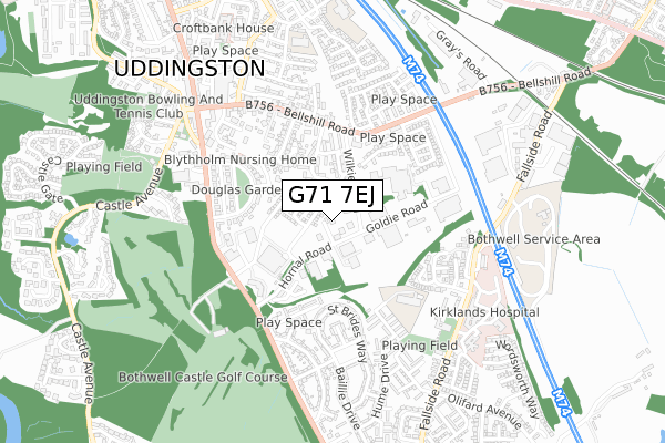 G71 7EJ map - small scale - OS Open Zoomstack (Ordnance Survey)