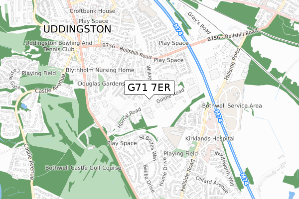 G71 7ER map - small scale - OS Open Zoomstack (Ordnance Survey)