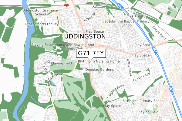 G71 7EY map - small scale - OS Open Zoomstack (Ordnance Survey)